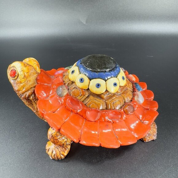 Vintage Mexican Turtle Figurine Resin With Stones Hand Crafted Figure Decor VTG - Picture 3 of 12